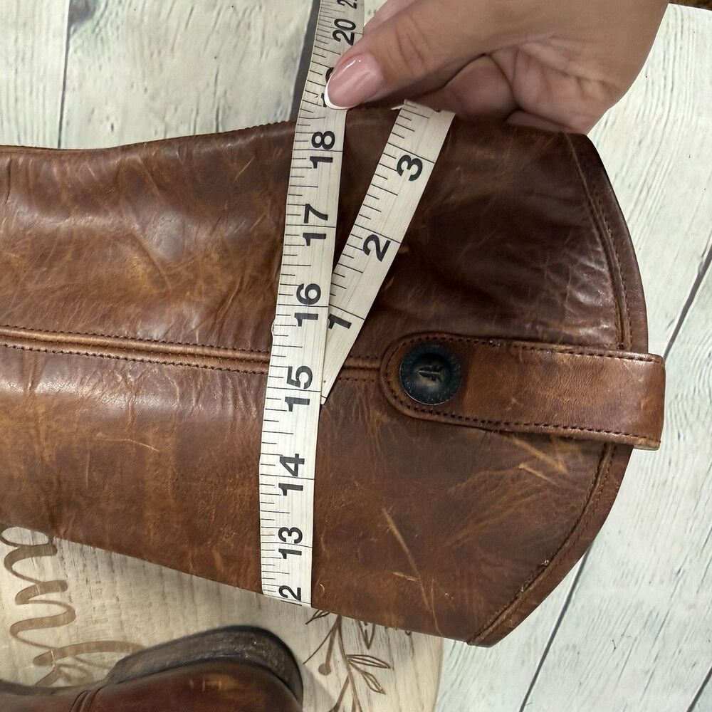 Frye Melissa Leather Riding Boots Women 7 Brown Distressed Button 2 Equestrian - Picture 11 of 16